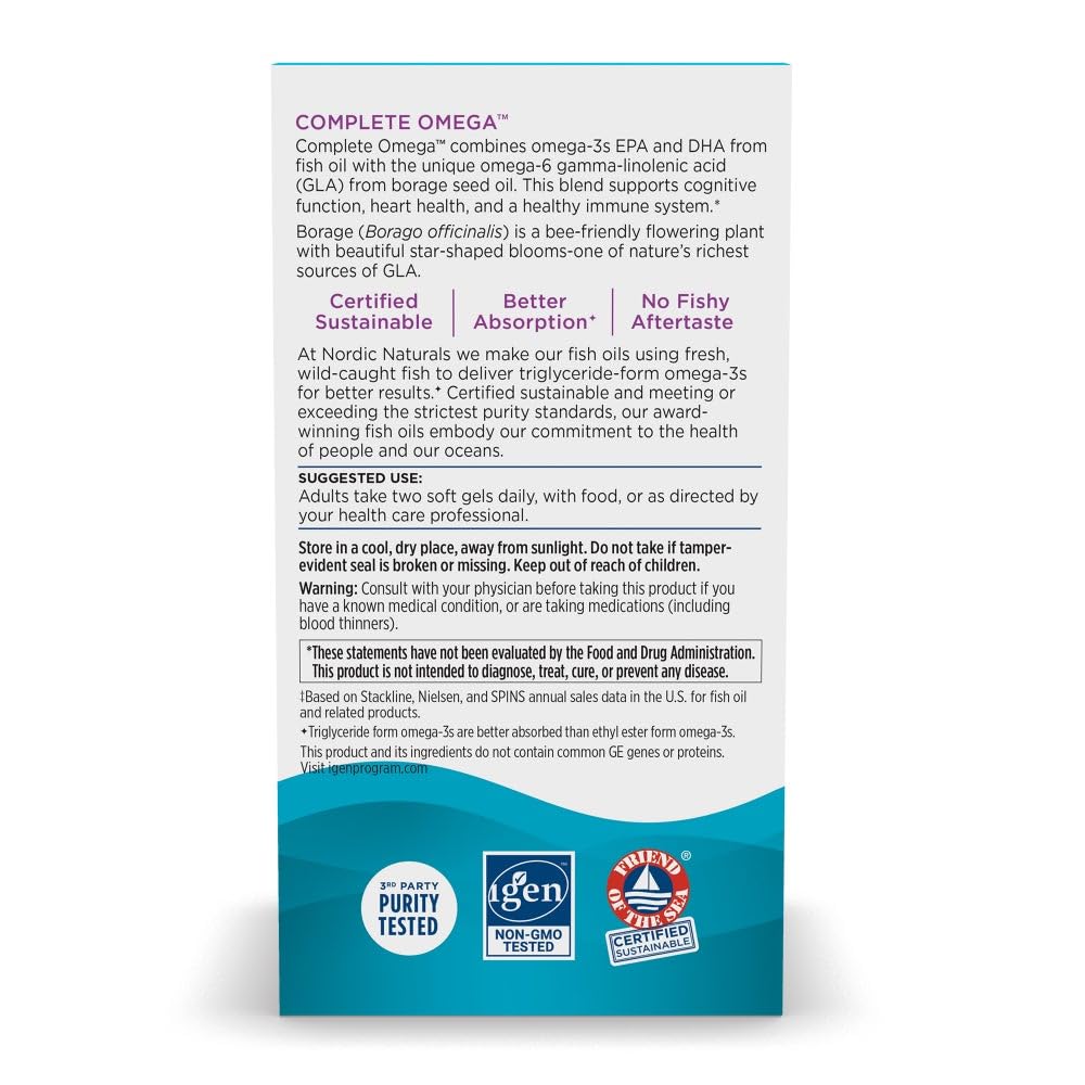 Nordic Naturals ingredientes: pescado y borraja para omegas 3, 6 y 9