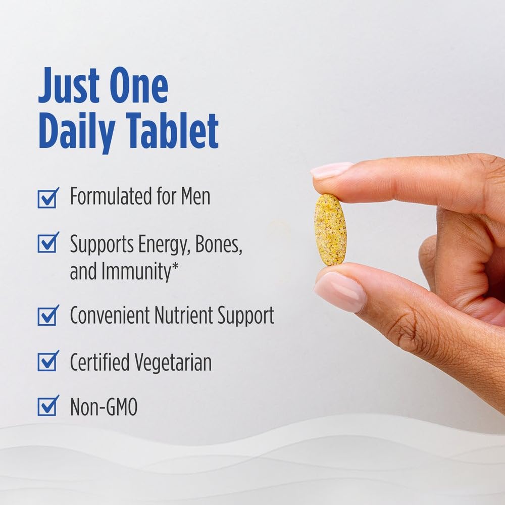Nordic Naturals hombre tomando la tableta, conveniencia diaria y movilidad