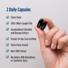 Nordic Naturals cápsula en mano para comparar tamaño y comodidad