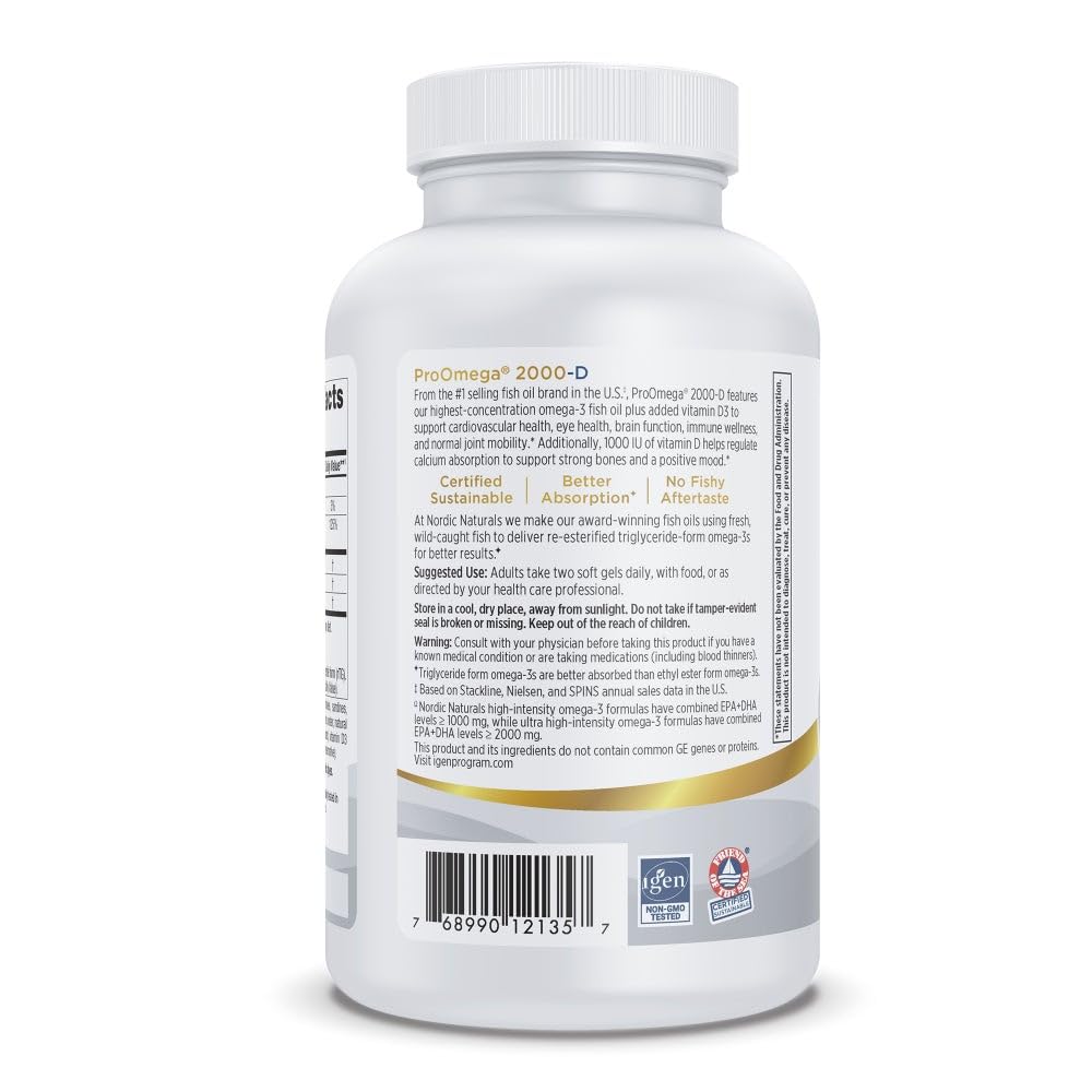 Nordic Naturals etiqueta de producto destacando D3 y concentración de EPA/DHA