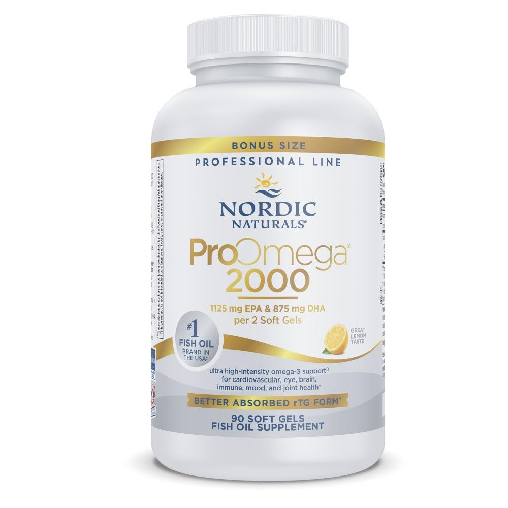 Nordic Naturals frasco frontal que muestra ProOmega-3 y beneficio de alta concentración
