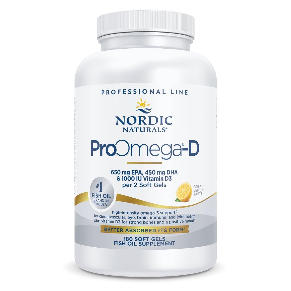 Nordic Naturals bote frontal mostrando 180 cápsulas y beneficios