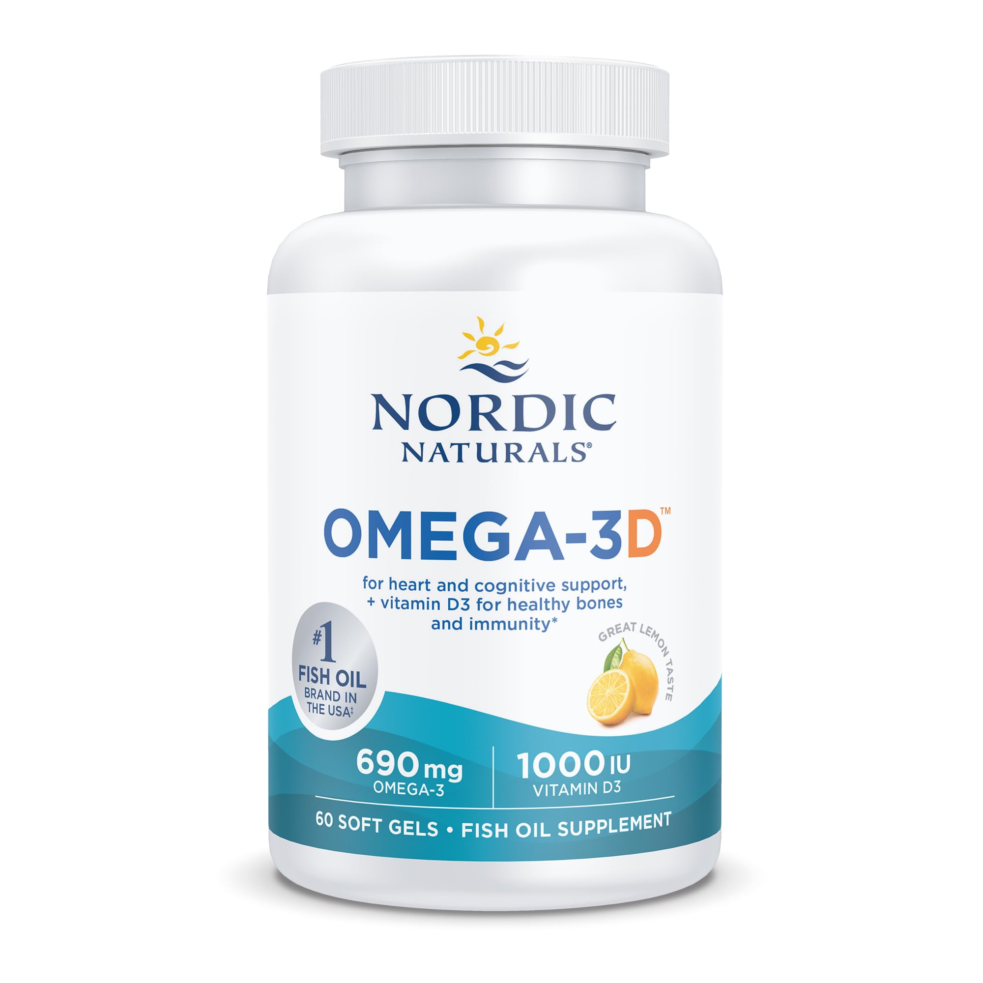 Nordic Naturals gota de aceite resaltando pureza y frescura