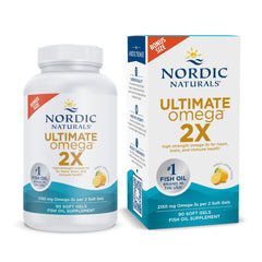 Nordic Naturals frasco frontal mostrando cápsulas y beneficio de omega‑3