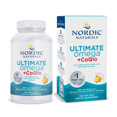 Nordic Naturals frasco frontal mostrando etiqueta y beneficio de pureza