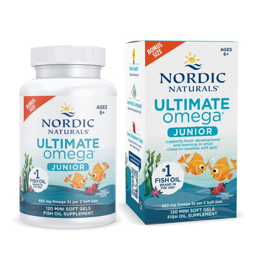 Nordic Naturals envase fronta l con etiqueta fresa y beneficio de omega-3