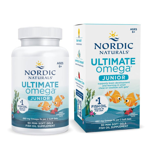 Nordic Naturals envase frontal que muestra cápsulas y beneficios