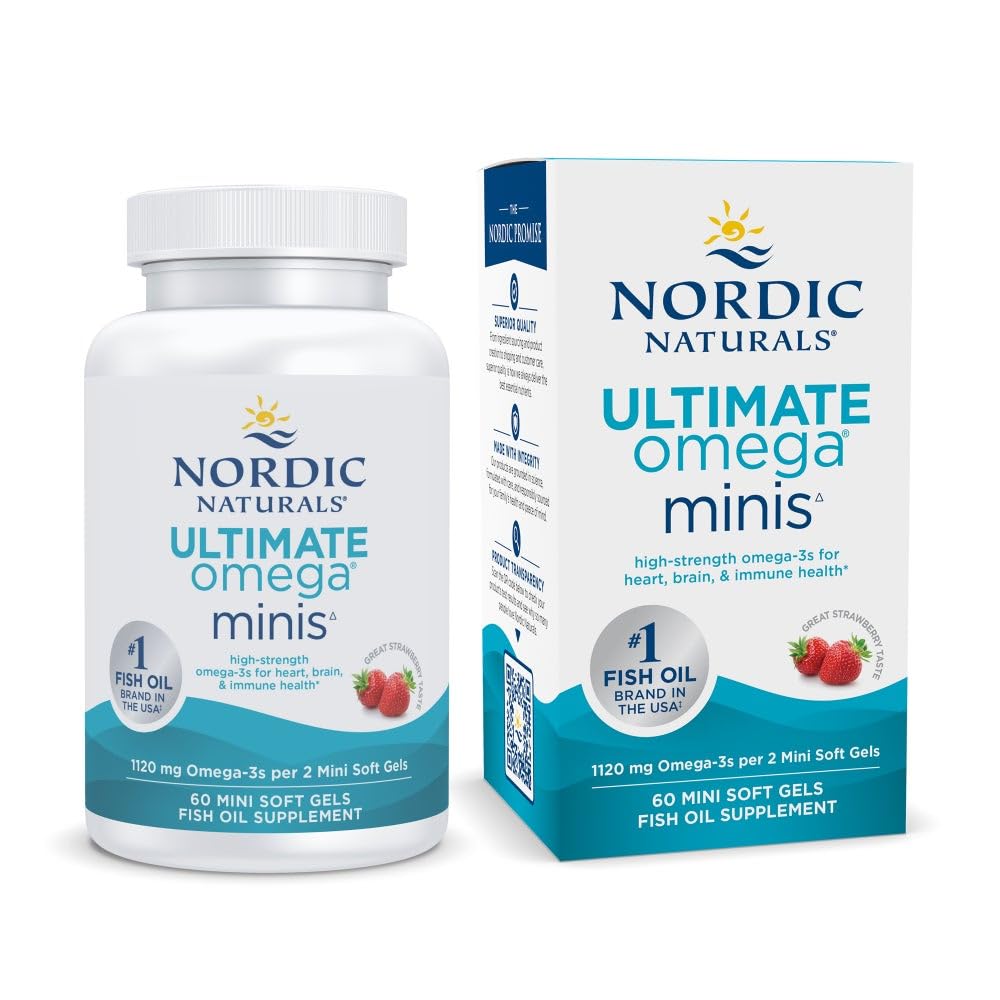 Nordic Naturals envase frontal mostrando 60 cápsulas y beneficio de alta potencia