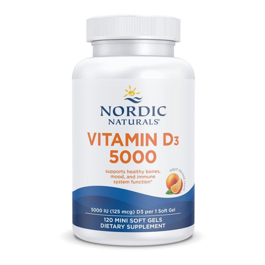 Nordic Naturals vista frontal del envase con diseño claro y beneficios