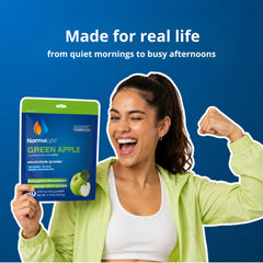 NormaLyte sobre junto a una regla, comparando tamaño y portabilidad