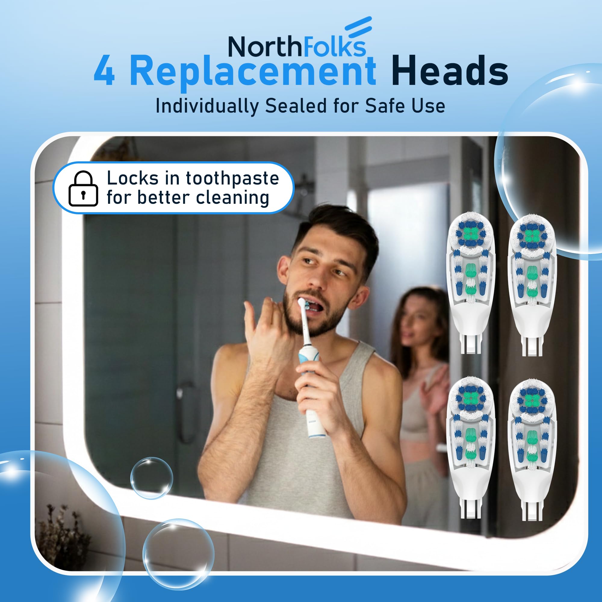 NorthFolks ambiente de baño con cabezal en uso para limpieza eficaz
