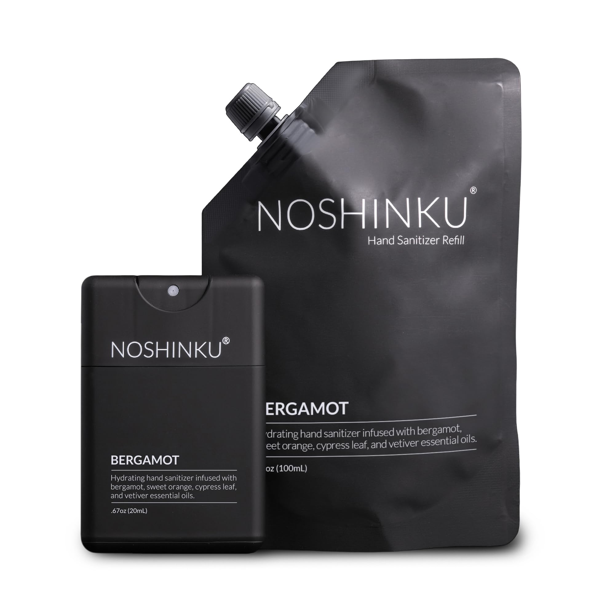 Noshinku frente del empaque mostrando diseño elegante y protección portátil