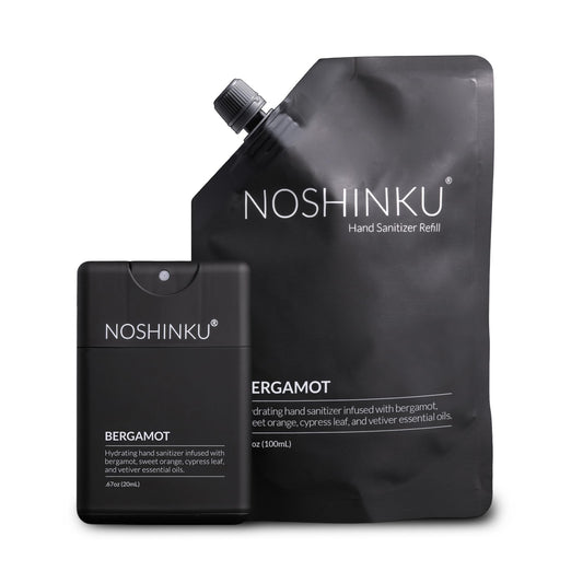 Noshinku frente del empaque mostrando diseño elegante y protección portátil