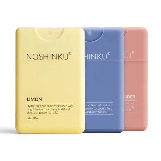 Noshinku pack frontal mostrando los tres sprays y ahorro plástico