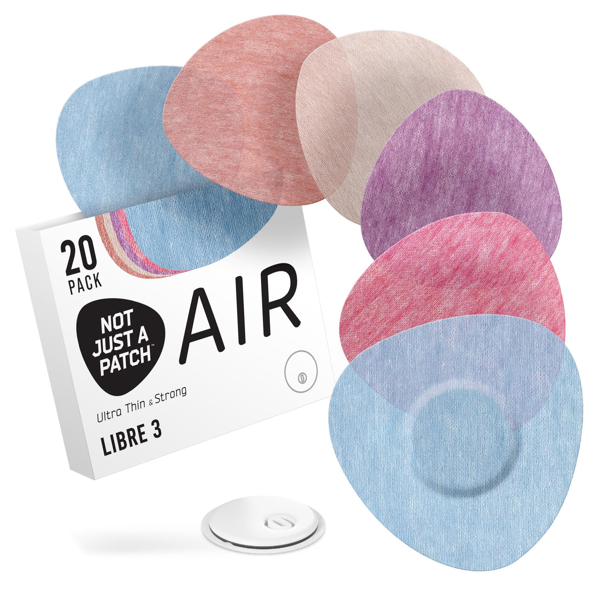 Not Just A Patch frontal del paquete multicolor, muestra 20 parches y facilidad de suministro