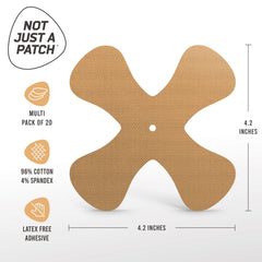 Not Just A Patch etiqueta que indica algodón y spandex, destaca material transpirable y suave