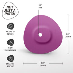 Not Just A Patch parche junto a sensor Dexcom G7 para mostrar escala y ajuste preciso
