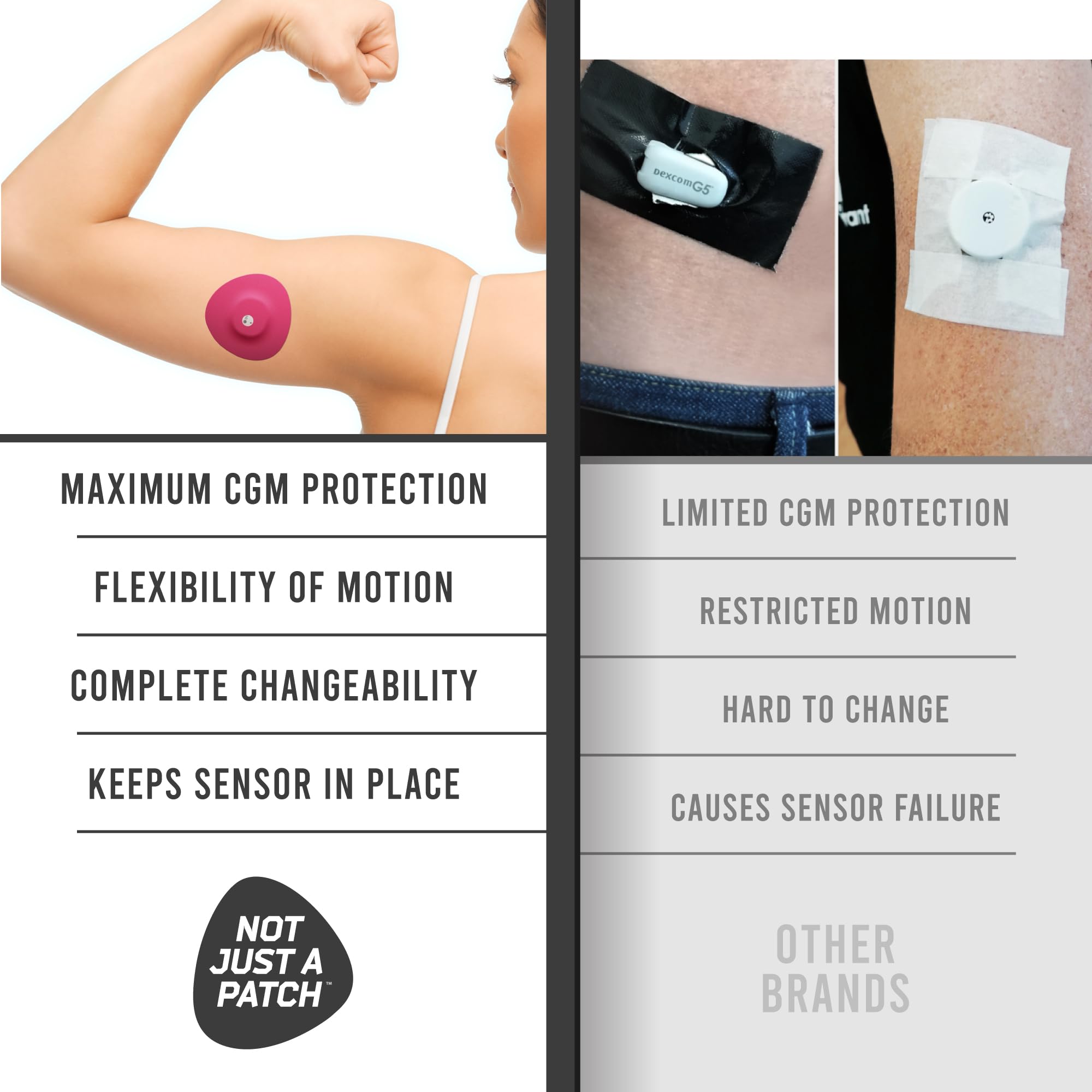 Not Just A Patch parche aplicado en brazo demostrando ajuste seguro durante actividad
