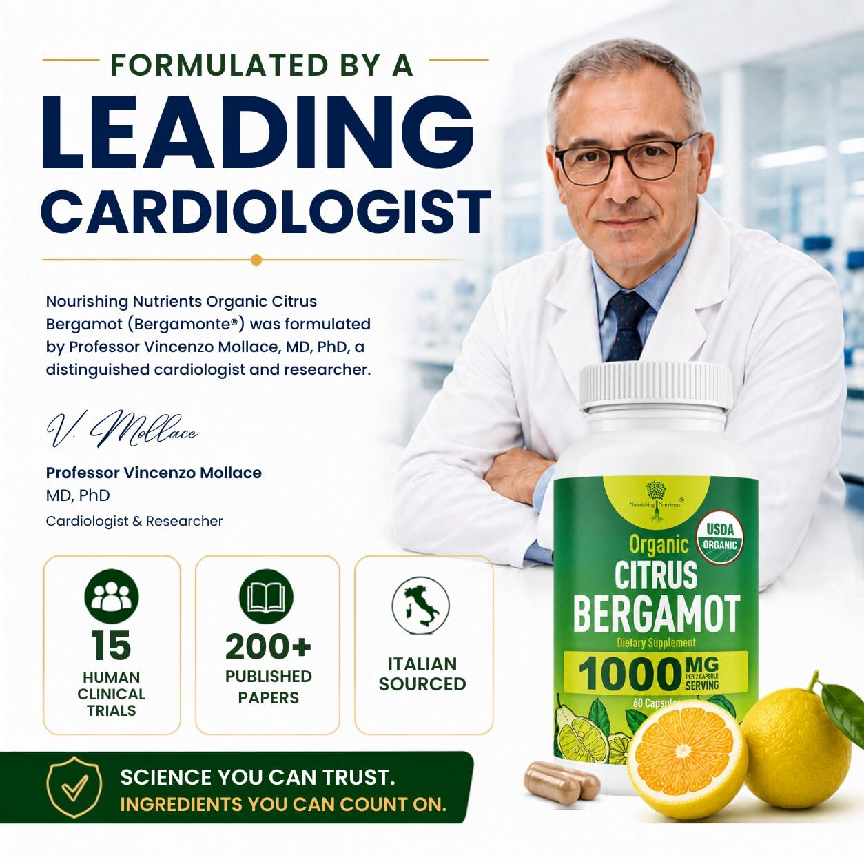 Nourishing Nutrients etiqueta con certificaciones USDA Organic y pruebas de terceros