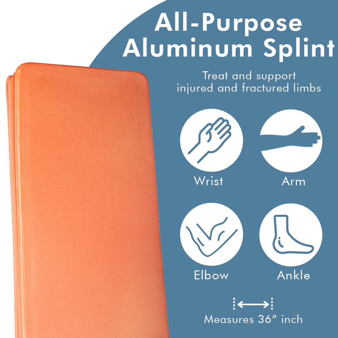 NOVAMEDIC férula en uso inmovilizando muñeca para transporte seguro