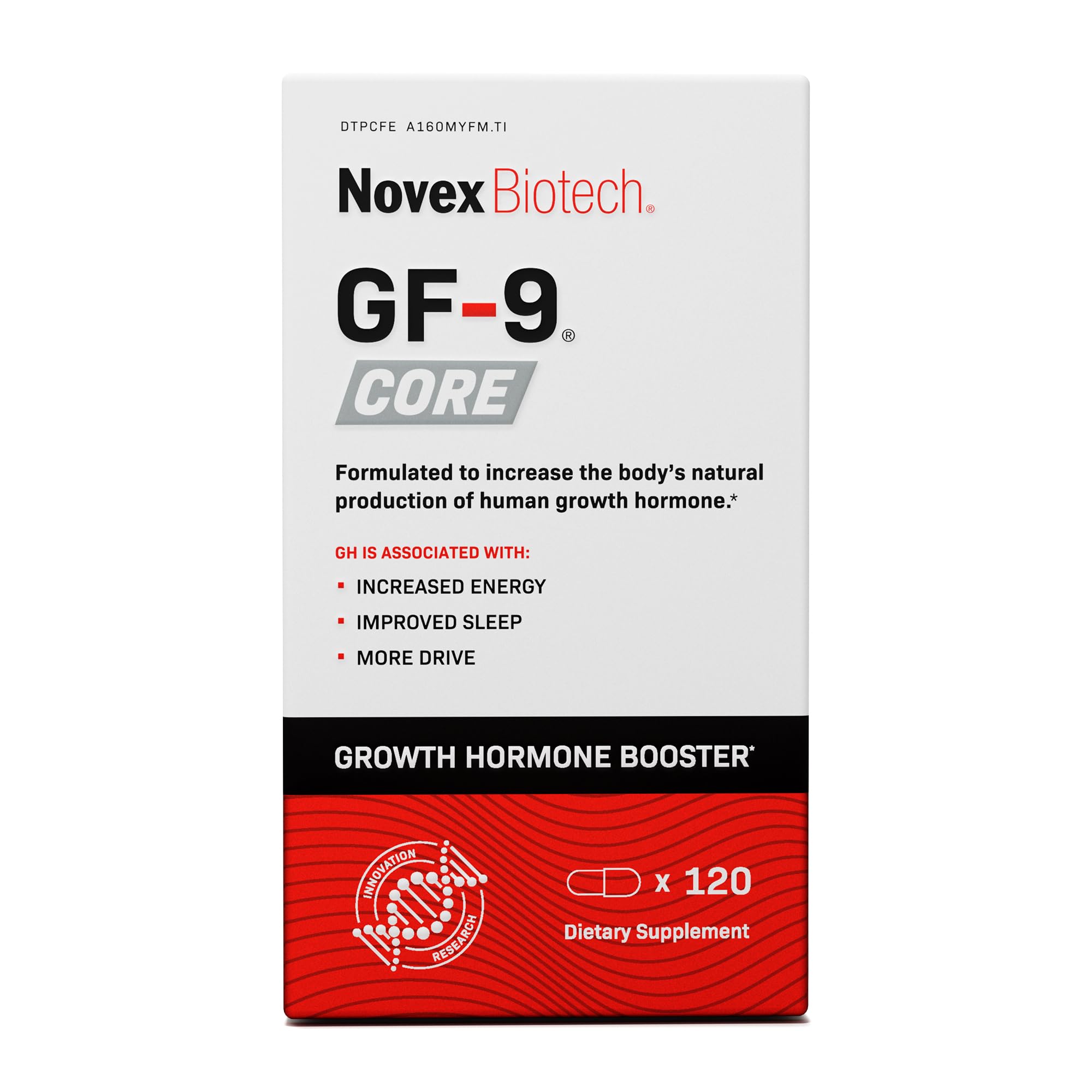 Novex Biotech GF9 Core frente del envase mostrando la marca y beneficios visibles