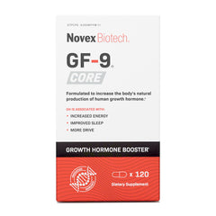 Novex Biotech GF9 Core frente del envase mostrando la marca y beneficios visibles