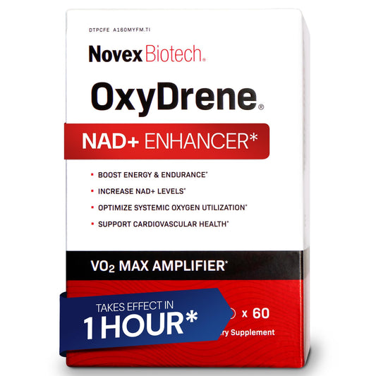 Novex Biotech Oxydrene frontal mostrando envase y beneficios energéticos