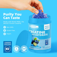 Etiqueta Novomins con lista de ingredientes y alta pureza visible