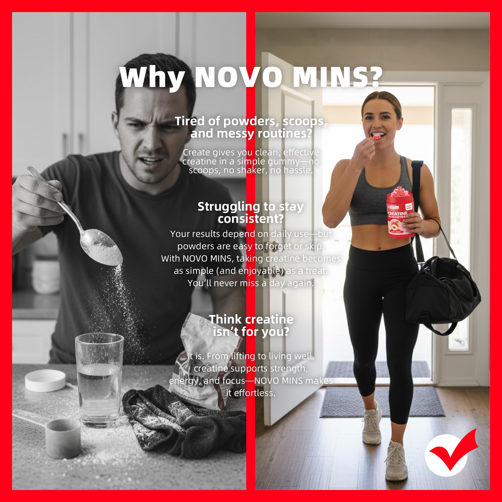 Novomins gominolas antes de entrenamiento para energía y fuerza