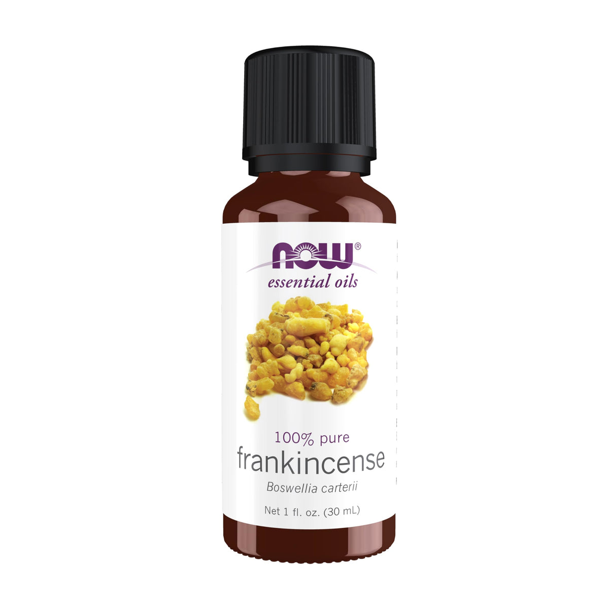 NOW Foods frasco frontal de aceite de incienso para aromaterapia segura