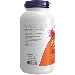 NOW Foods botella Adam™ abierta con softgels visibles para uso prolongado