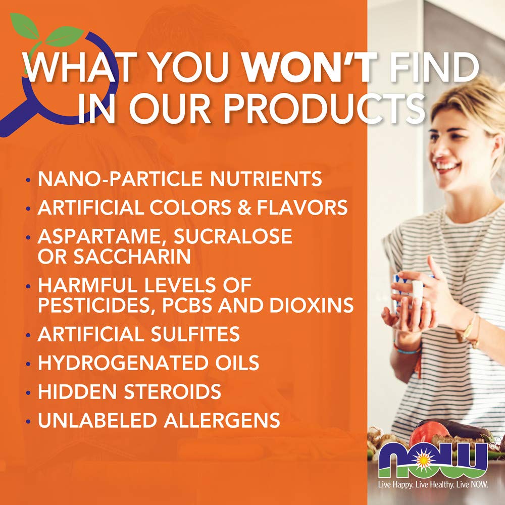 NOW Foods etiqueta Adam™ con información nutricional clara y transparente