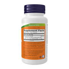 NOW Foods cápsulas vegetales de Ashwagandha en primer plano para dosificación clara