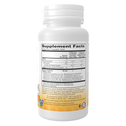 Primer plano de tabletas masticables BerryDophilus mostrando textura y color bayas, apetecible y seguro