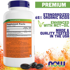 NOW Foods close-up de textura de softgel destacando pureza