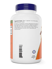Etiqueta NOW Bromelain con información de 500 mg y 2400 GDU