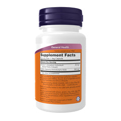 NOW Foods primer plano de cápsula vegetal Calm & Focus para fácil ingestión
