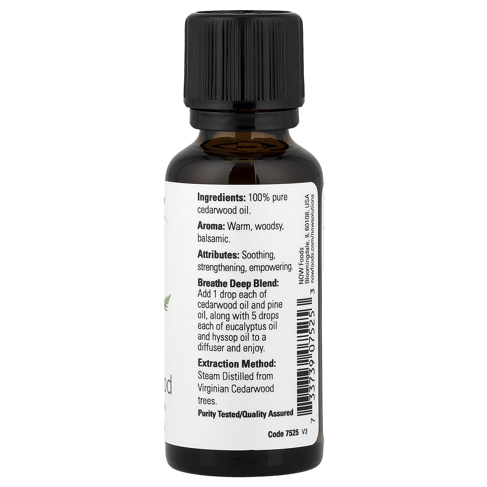 Now aceite de cedro gota en dedo mostrando textura ligera y facilidad de mezcla