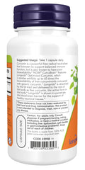 NOW CurcuBrain 50 cápsulas vegetales sobre fondo blanco, fácil dosificación