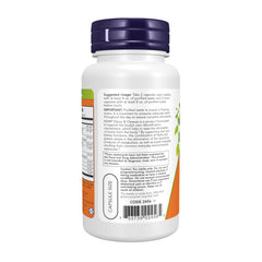 NOW Foods cápsulas vegetales en primer plano, muestra calidad y forma