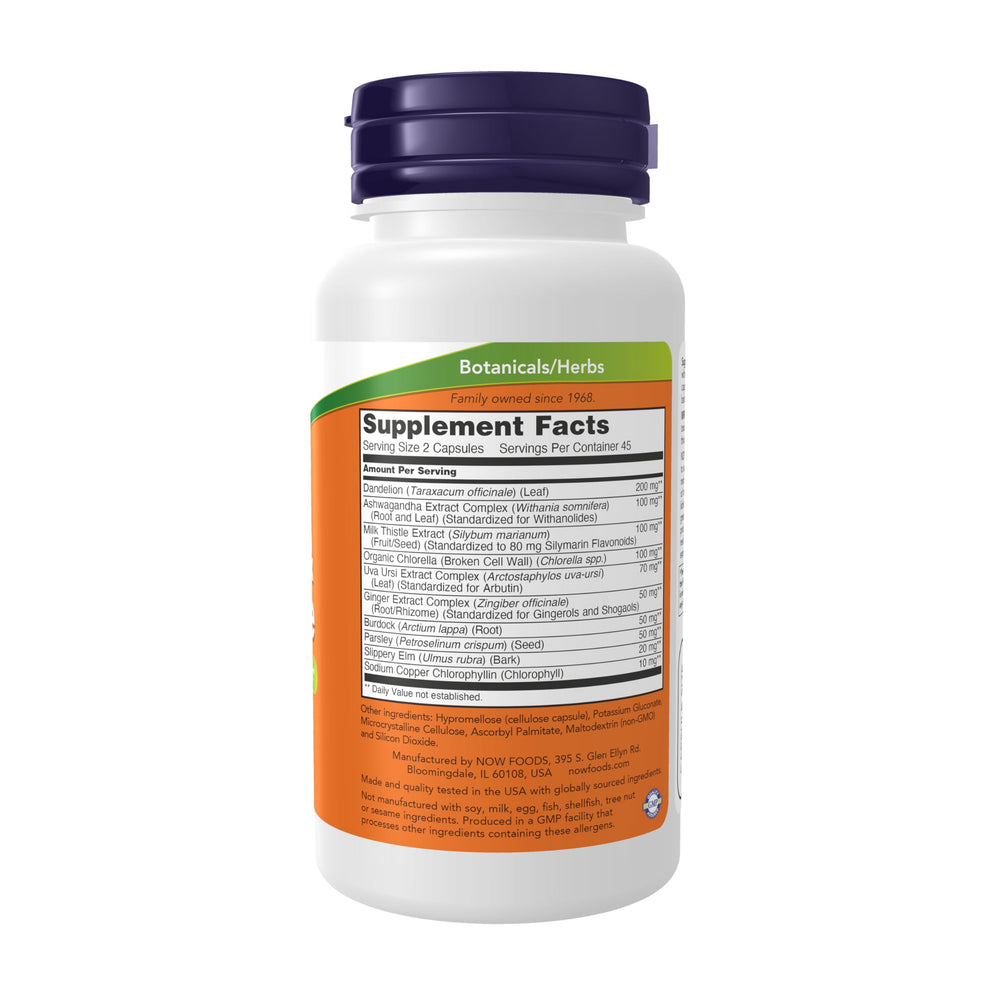 NOW Foods etiqueta lateral con ingredientes y datos, facilita lectura