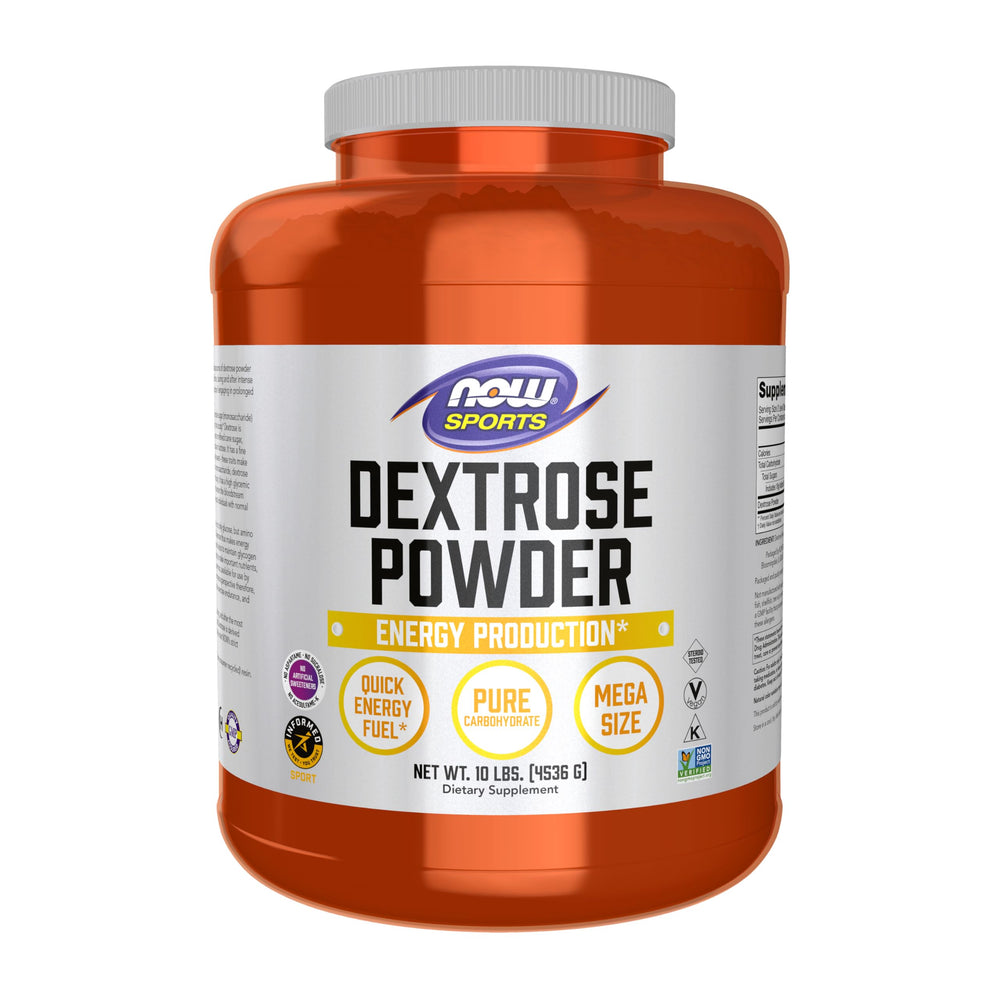 NOW Foods envase frontal dextrosa, energía rápida para entrenamiento