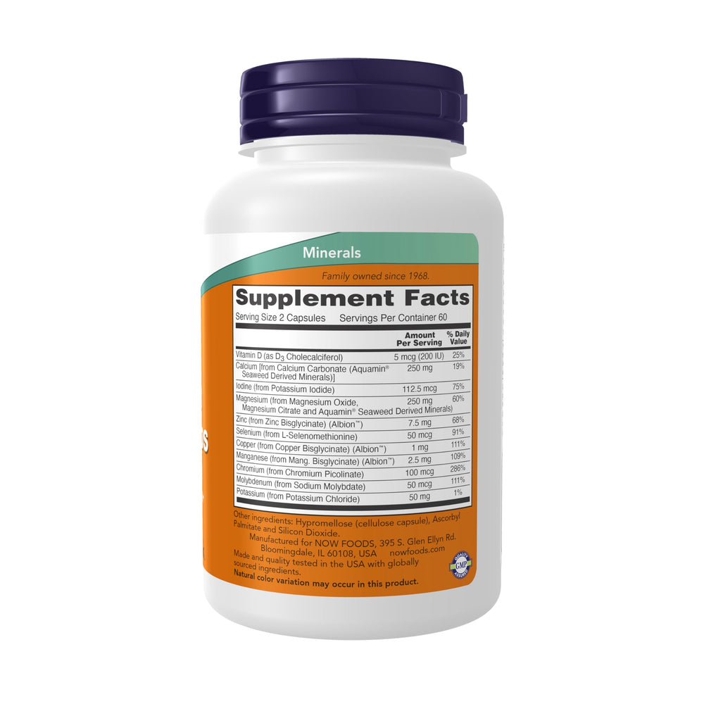 NOW etiqueta con lista de ingredientes y certificaciones visibles