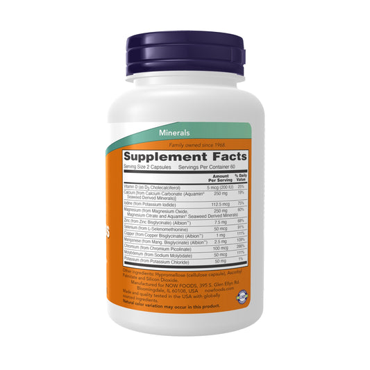 NOW etiqueta con lista de ingredientes y certificaciones visibles