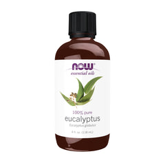 NOW aceite eucalipto frasco frontal mostrando volumen y etiqueta clara