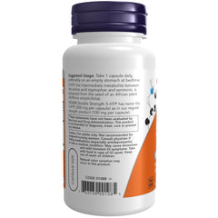 Cápsulas de NOW Foods 5-HTP en mano para comparar tamaño y dosificación práctica