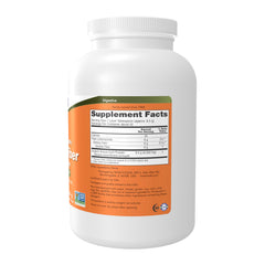 NOW Foods textura del polvo de acacia en primer plano, solubilidad visible y fina