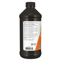 NOW Foods textura del aceite con aspecto dorado y viscosidad natural