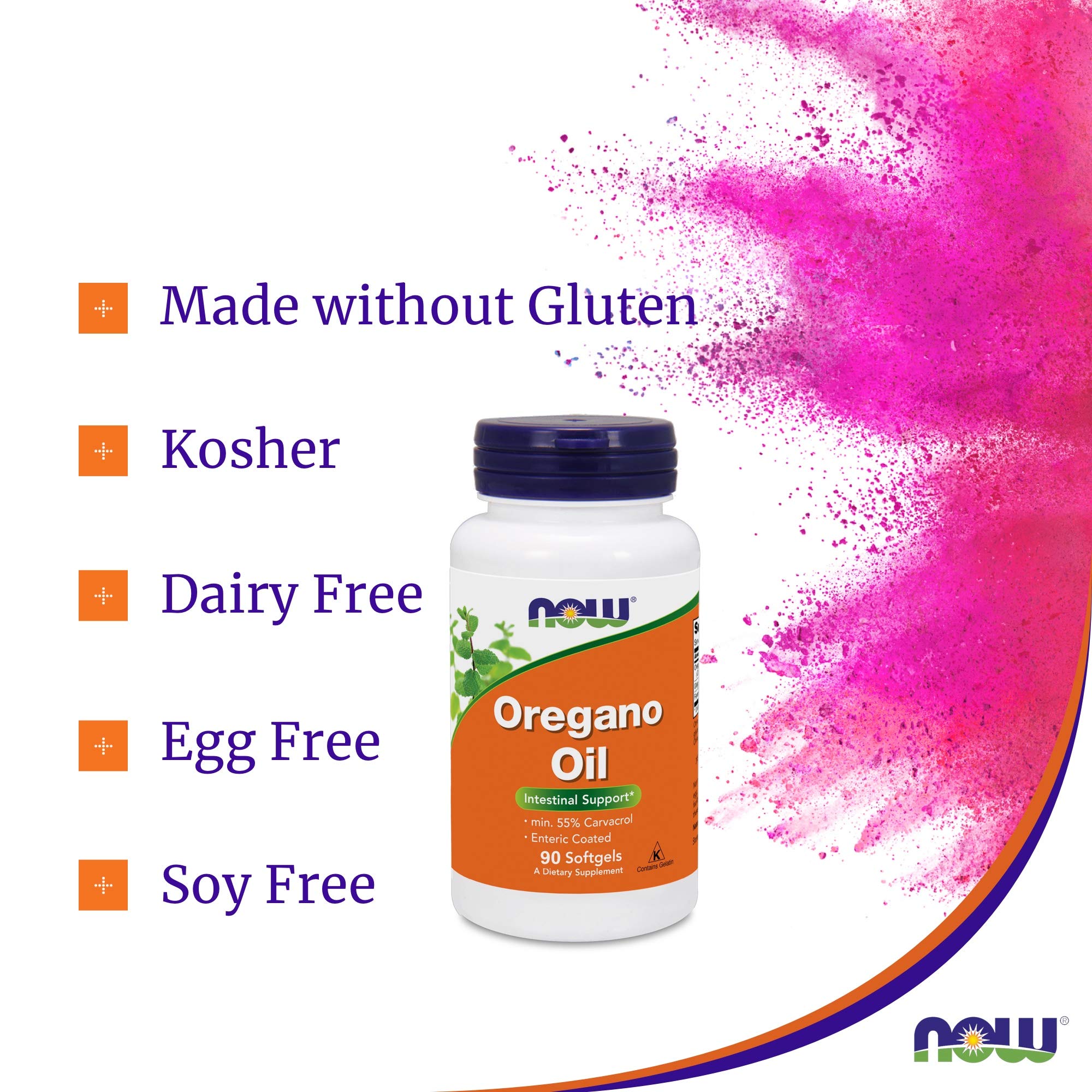 Persona sosteniendo cápsula NOW Foods Aceite de Orégano lista para tomar con agua
