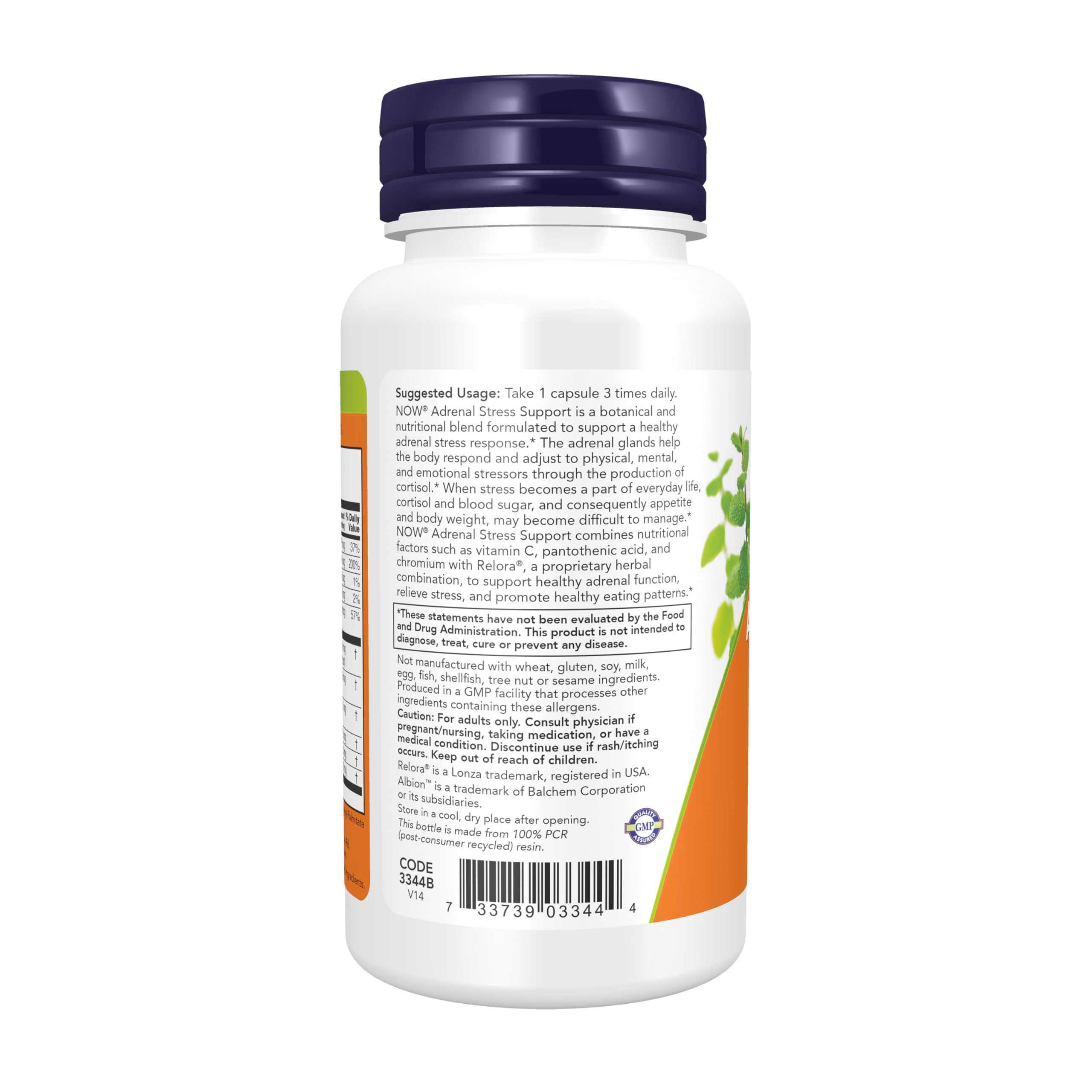 Envase de 90 cápsulas NOW Foods sobre superficie neutra, duración del suministro